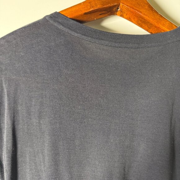 Malo Cardigan Button Down & Short Sleeve Sweater Twin Set Black 100% Cotton Sz M - Picture 13 of 14